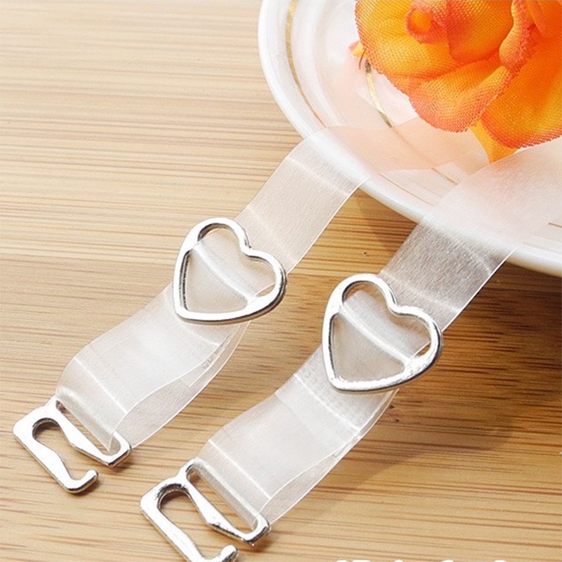1 Cặp dây áo ngực trong suốt chống trượt có khóa thép hình trái tim dễ điều chỉnh
