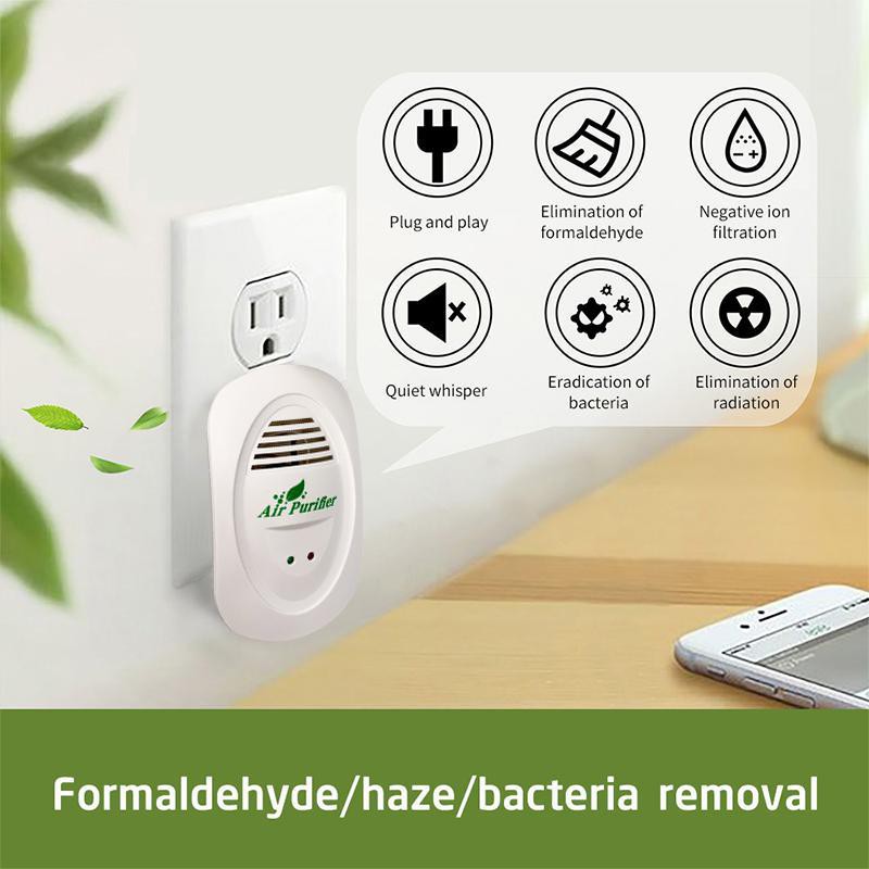 Máy lọc không khí Mini có thể cắm được Phòng nhỏ Làm mát không khí treo tường Giảm mùi hôi từ thú cưng, Ion âm cho văn phòng tại nhà phích cắm US