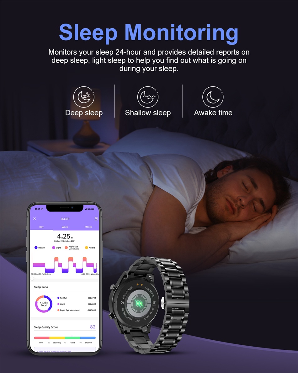 Mô tả Đồng hồ thông minh LIGE Nam Cuộc gọi Bluetooth Thể thao chống nước Theo dõi sức khỏe Màn hình cảm ứng toàn diện - 6