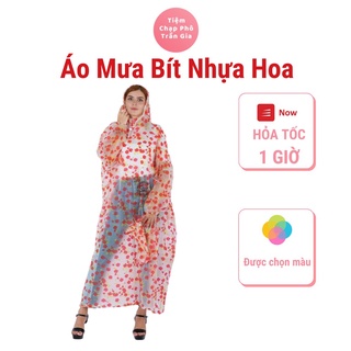 Áo Mưa Bít Một Người Vải Nhựa Dẻo Trong PVC Hoa Văn Nữ Tính Bền Bỉ Không Thấm Nước