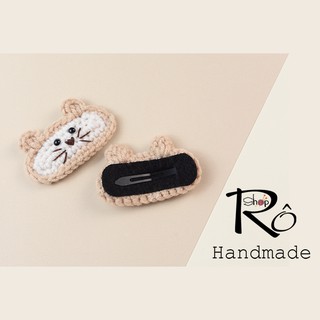 Kẹp tóc con chuột hamster bear cho nữ và bé gái dễ thương 5cm |Cặp tóc mái len |Shop Rô Handmade