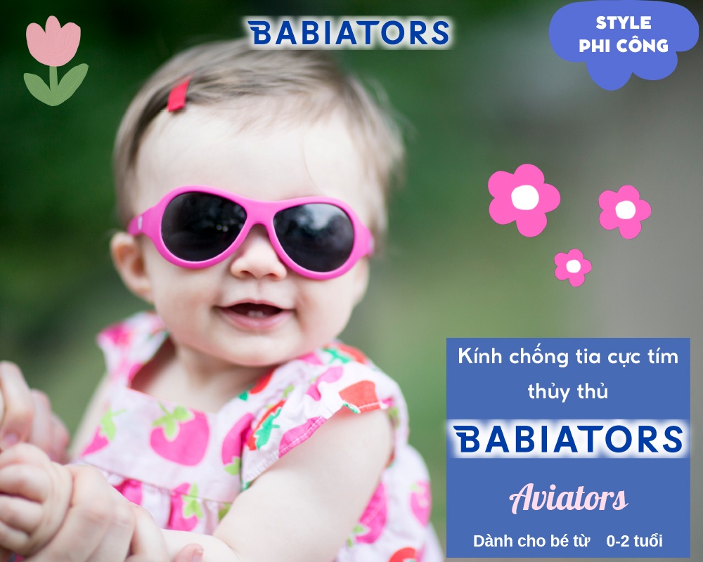 Mô tả Kính chống tia cực tím cho bé Babiators – Aviators, Hồng, 0-2 tuổi - 1