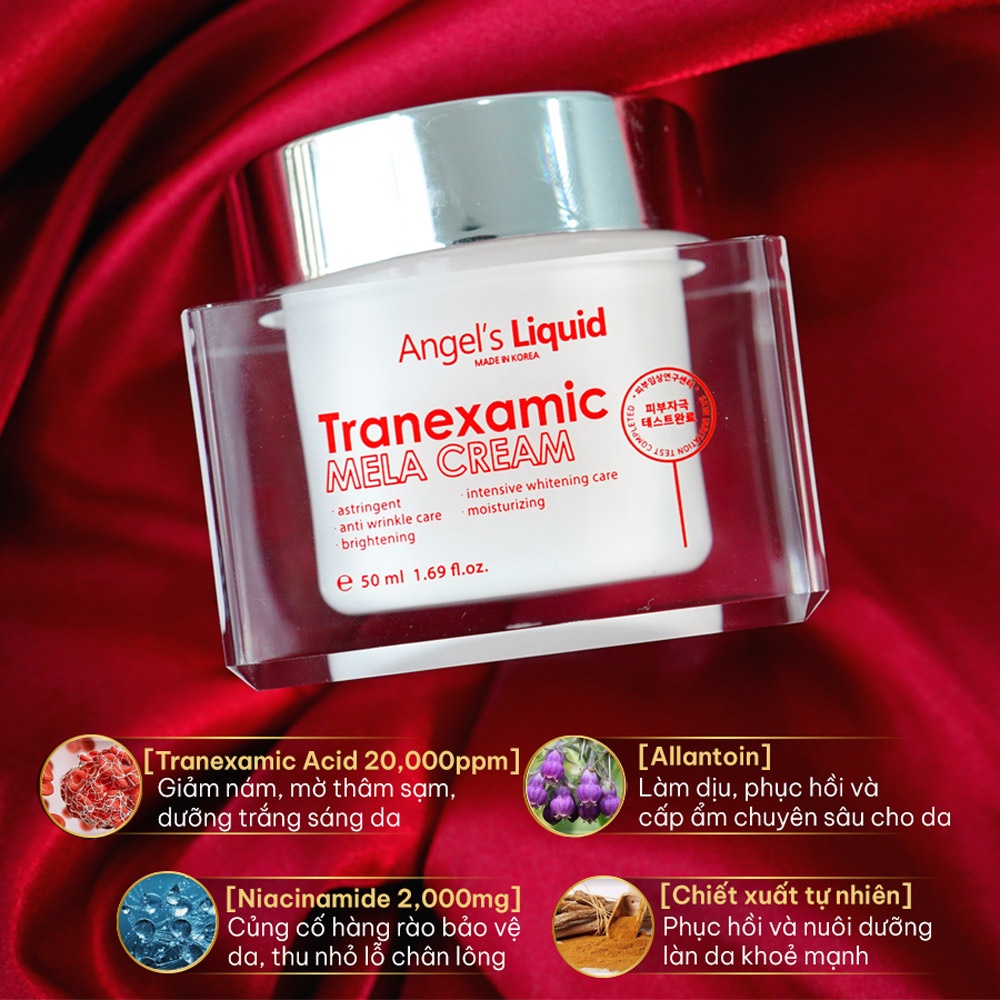 Mô tả Bộ Sản Phẩm Xoá Thâm Đỏ Mờ Sạm Nám Chuyên Sâu Angel's Liquid Tranexamic Mela Ampoule & Cream (TRẮNG) - 4