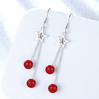 Bông tai dài 2 châu đỏ BHBT257