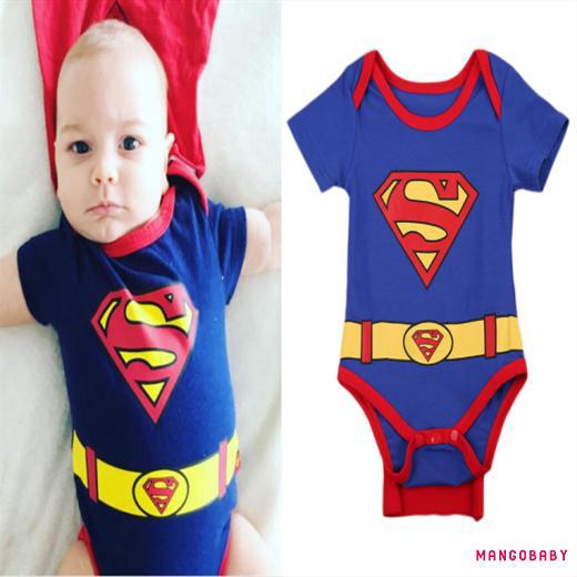 A0b-baby Boy Superman Áo liền quần ngắn tay Trang phục hoạt hình