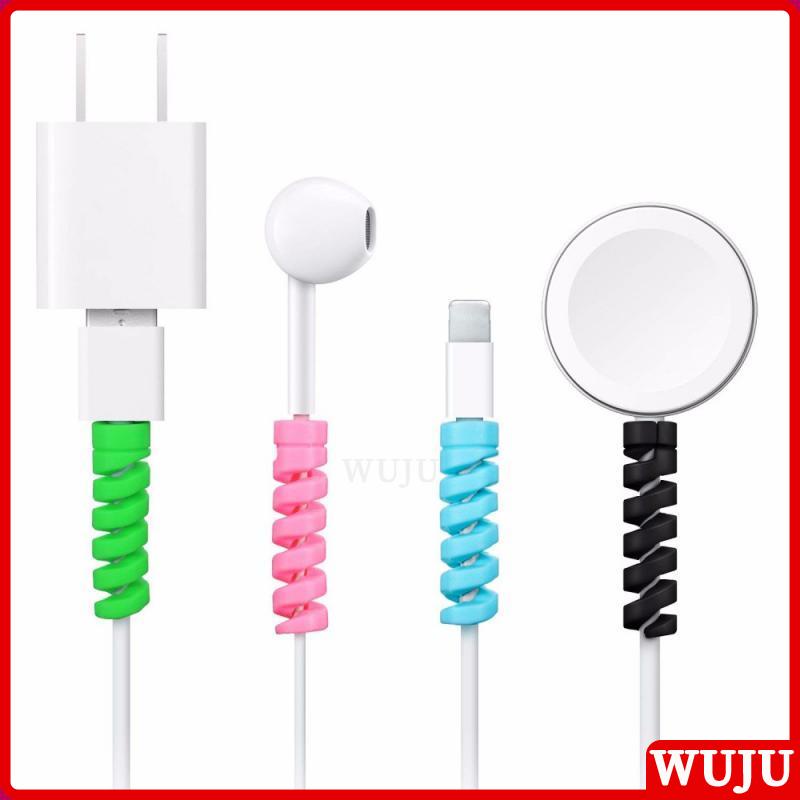 WUJU Bộ 2 Vỏ Bọc Bảo Vệ Dây Cáp Sạc / Tai Nghe Hình Xoắn Ốc