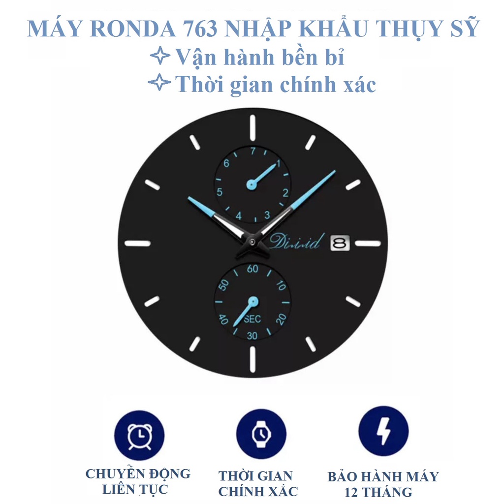 Mô tả Đồng hồ nam DIZIZID dây thép lụa đen chạy full 5 kim - Thiết kế lịch lãm nam tính DZ5KC9 - 8