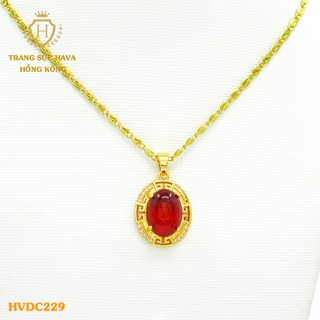Dây Chuyền, Vòng Cổ Nữ Mặt Đính Đá, Titan Xi Mạ Vàng Non 24k Cao Cấp - Trang Sức Hava Hong Kong