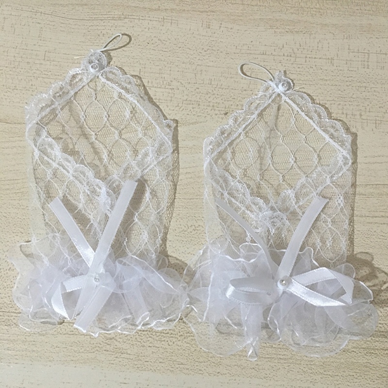 Găng Tay Ren Trắng Hở Ngón Thanh Lịch Cho Bé Gái