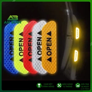1. Bộ 4 Miếng Dán Phản Quang OPEN Cảnh Báo An Toàn Xe Ô Tô
