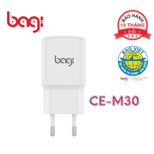 [BAGI] Củ sạc nhanh Quick Charge Bagi 3.0 Bagi CE-M30 mẫu mới màu trắng - Hàng chính hãng bảo hành 1 năm