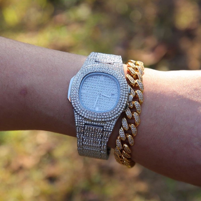 [TẶNG NHẪN] Đồng hồ pintime đính đá kim cương nhân tạo chống nước - B1