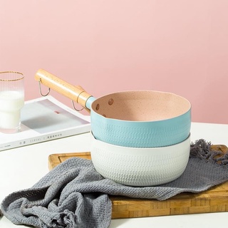 Chảo chống dính Ceramic đáy lòng sâu có tay cầm cán gỗ chống bỏng lúa mạch 18cm-11077