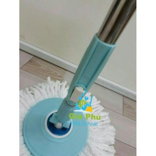 AMZO_CÂY LAU NHÀ XOAY 360 ĐỘ THAY THẾ INOX LỚN 22MM -25MM ( KHÓA LẬT - ĐÃ KÈM BÔNG LAU )