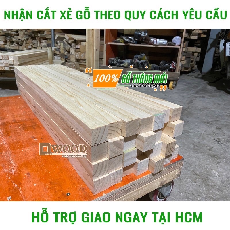 Ảnh Thanh gỗ vuông 5cm Dwood gỗ thông đã xử lý đẹp chắc chắn 4