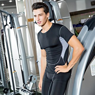 Áo Thể Thao Cộc Tay Nam Chuyên Tập Gym - Đen Xám