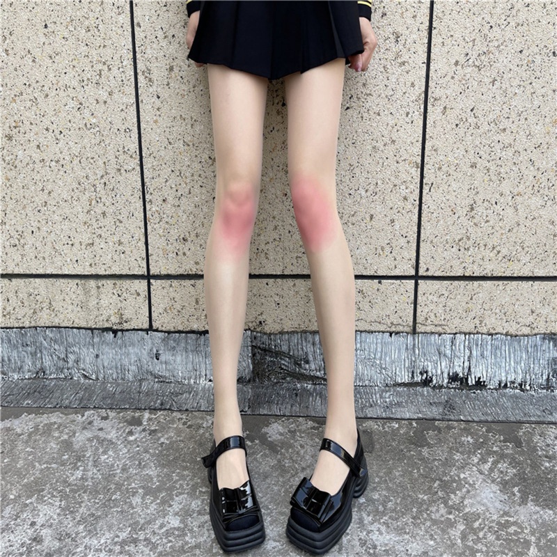 Quần nữ siêu mỏng trong suốt, phong cách Nhật Bản Gothic, màu hồng gradient đến đầu gối