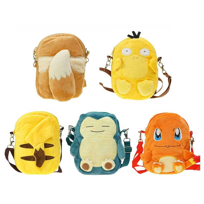 Pikachu Snorlax Charmander Eevee Psyduck Ba lô sang trọng Túi dây kéo trẻ em