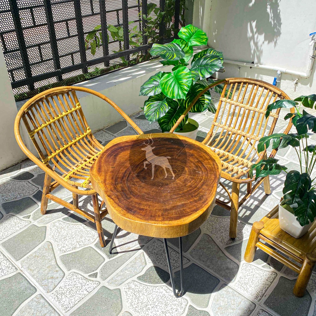 Combo Bộ Ghế mây tre và Bàn gỗ xà cừ HOME MÂY - Sản phẩm phù hợp cho quán Cafe