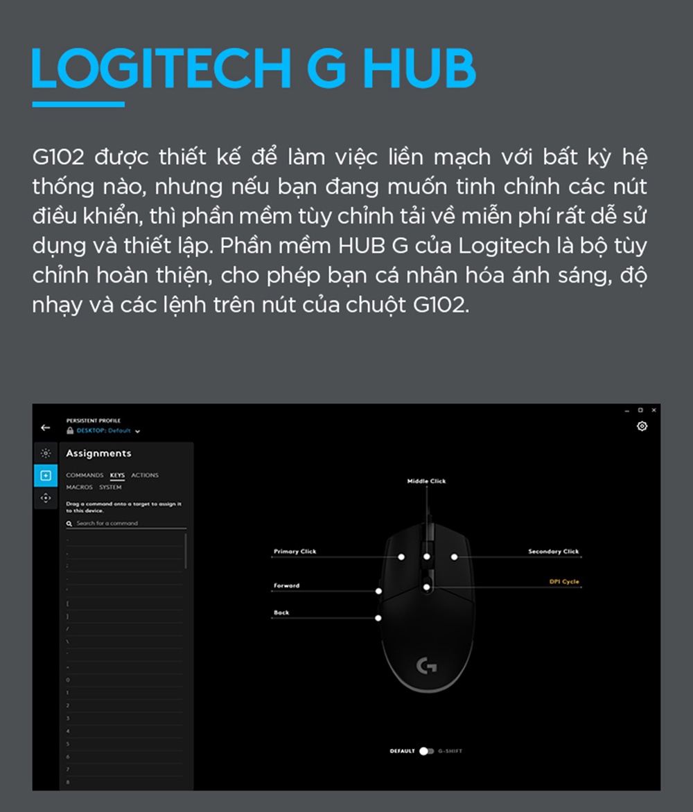 Mô tả Chuột gaming có dây Logitech G102 Lightsync - Tùy chỉnh RGB, 6 nút lập trình, nhẹ - 6