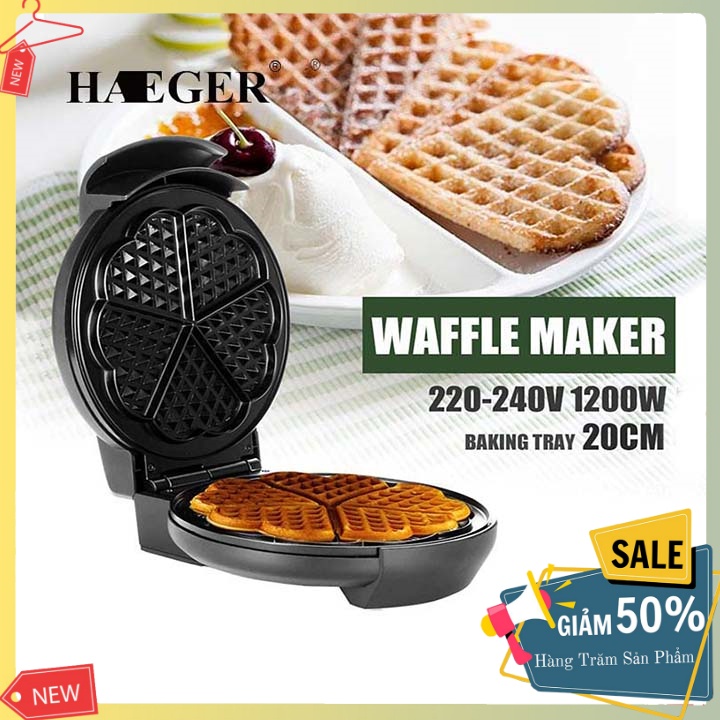 Máy làm bánh kẹp tàn ong khuôn trái tim 1000W Chính hãng Haeger