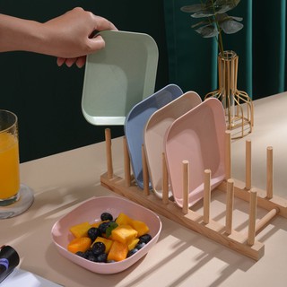 Dĩa nhựa đựng thức ăn, đựng trái cây hình vuông chất liệu lúa mạch tiện dụng