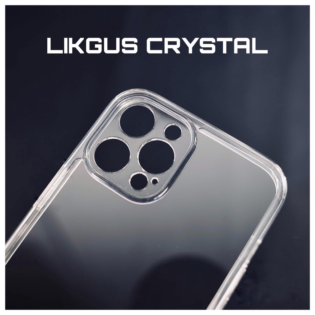 Ốp LIKGUS trong suốt viền vuông dẻo lưng kính bất tử cho iphone 17/16/15/14/13/12/11/pro/promax/plus/air