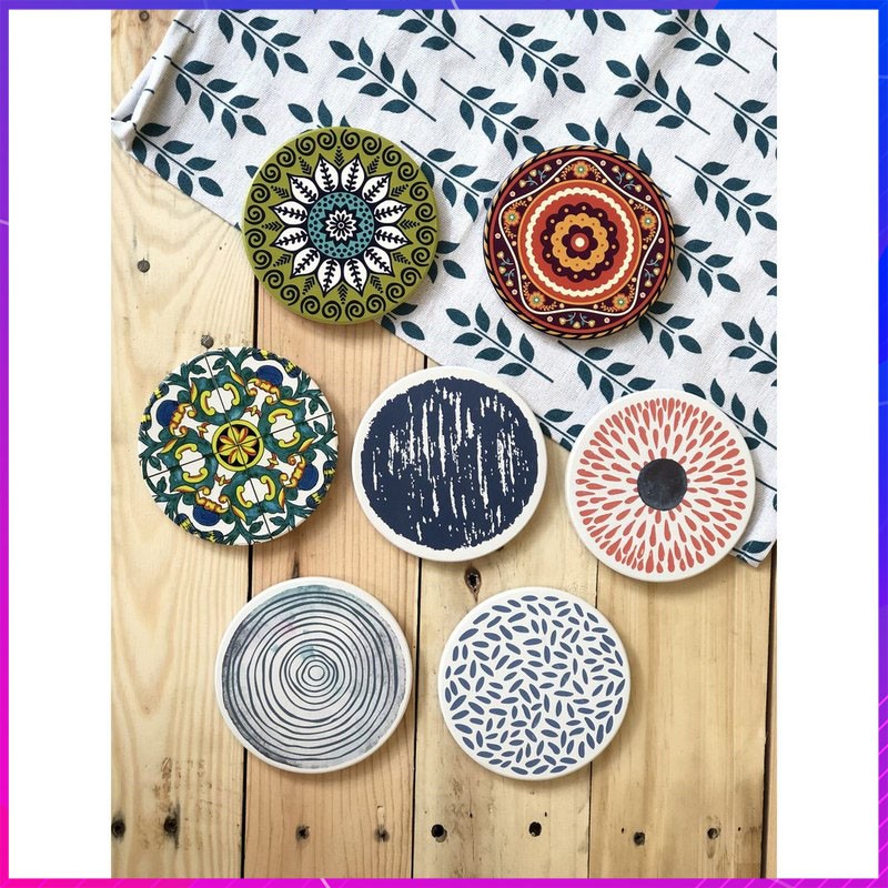 Tấm lót ly bằng gốm gỗ, miếng lót ly gốm thấm nước [XỊN] | Shopee Việt Nam