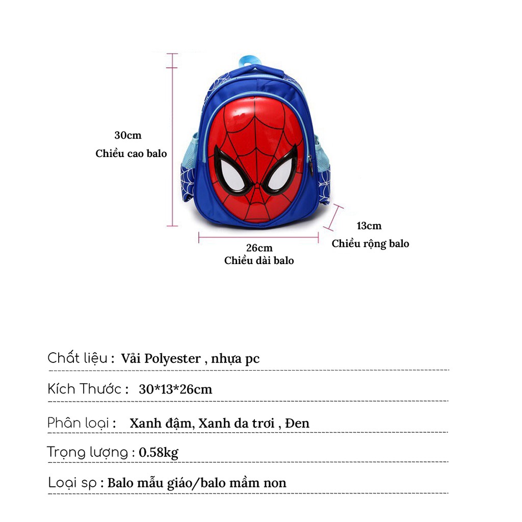 Ảnh Balo cho bé trai đi học mẫu giáo mầm non 1989KIDS SHOP hình siêu nhân,chống thấm nước,siêu nhẹ,kích thước 30cm*13cm*26cm 2