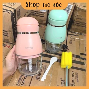 Máy xay đa năng HATTIECS 300ml Máy xay ăn dặm cho bé Cối thủy tinh 6 lưỡi dao cầm tay tiện dụng mesocshop