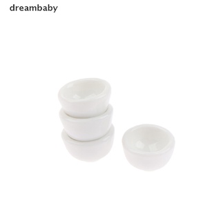 Set 4 Chén Sứ Màu Trắng Tỉ Lệ 1: 12 Dùng Trang Trí Nhà Búp Bê