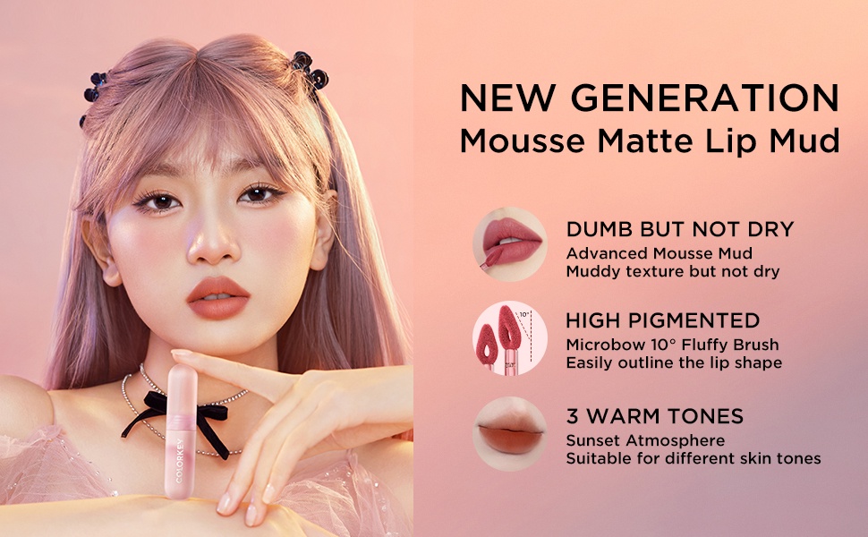 Mô tả COLORKEY Son Môi Colorkey Lip Mousse Lip Mud Màu Nhung Mờ Xinh Xắn 2g - 1