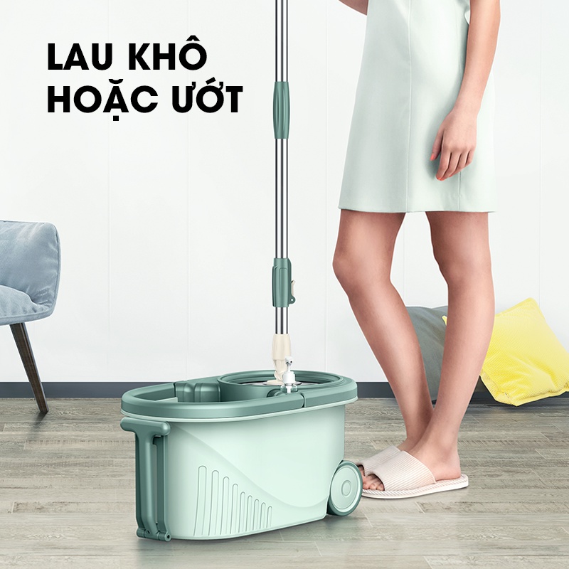 Ảnh Bộ thùng lau nhà thông minh Samono BCT704 hai bánh xe 1 ngăn kèm cây lau tự vắt xoay 360 độ, tiện lợi, siêu sạch 3
