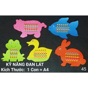 Bộ đan lát có 5 mẫu đan - Đồ chơi mầm non - KỸ NĂNG