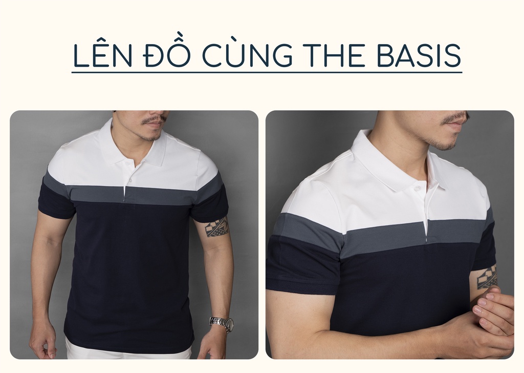 Mô tả Áo thun Polo nam phối sọc LEEVUS, CVC cá sấu 100% cao cấp, LEEVUS APL213 - 4