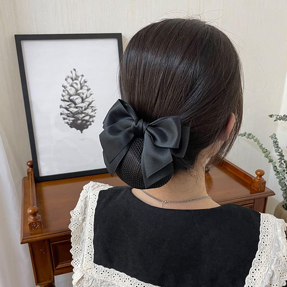 QEARY Hàn Quốc Bun Snood Y Tá Nữ Nơ Kẹp Tóc Mũ Khách Sạn Hairgrips Bao Lưới
