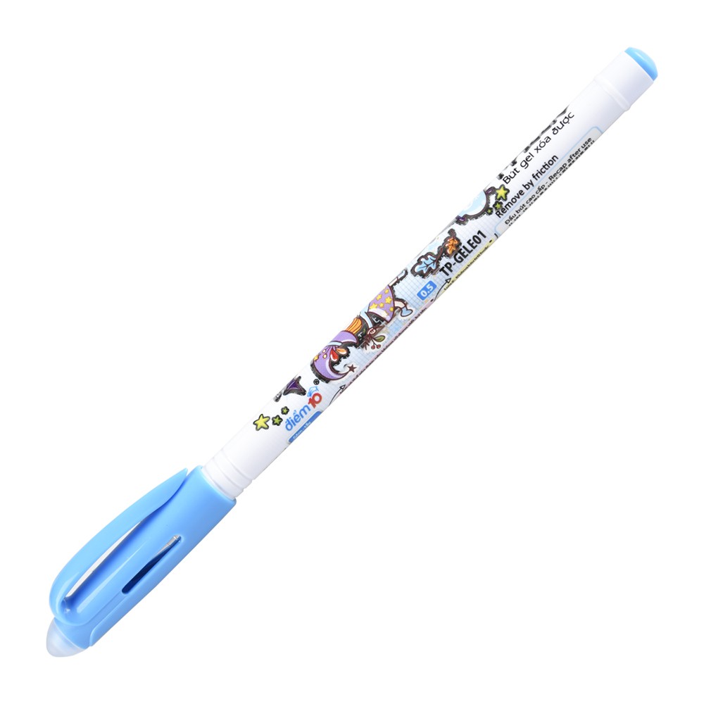 [21-31-7 Tặng sticke] Bút Gel Điểm 10 TP-GELE01 xóa được thiết kế đơn giản và hiện đại Thân và nắp bút bằng nhựa trong