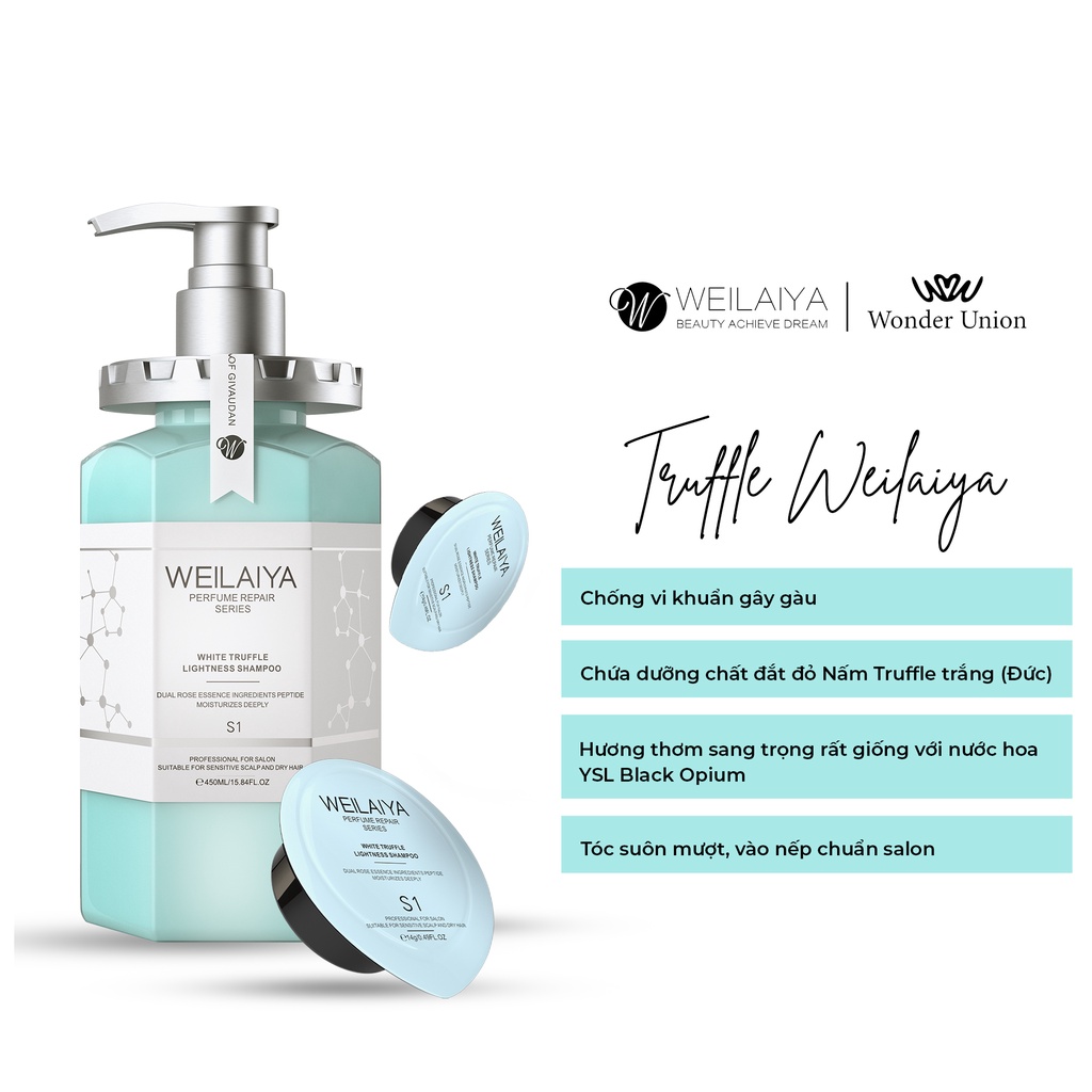 Ảnh Dầu gội đầu thảo dược Weilaiya chiết xuất nấm Truffle giúp chống lão hóa da đầu và mượt tóc cho tóc hư tổn 450ml 4