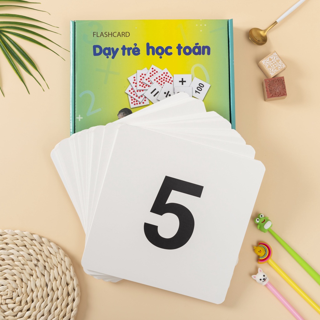Flashcard Dạy Trẻ Học Toán Glenn Doman- Phát triển tư duy logic cho bé từ 0-6 tuổi ( Bộ 59 Thẻ) 21x21cm - GDKids