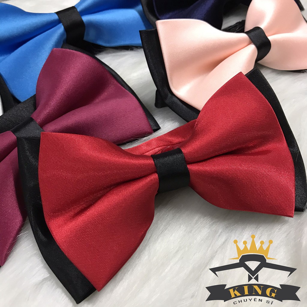 Nơ đeo cổ áo sơ mi vest nam KING chú rể dây móc cài 2 lớp dự tiệc sang ...