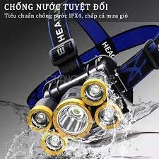⭐ HÀNG SỊN ⭐ Đèn Pin Đội Đầu Đeo Trán 5 Bóng Siêu Sáng Kèm Pin Sạc Siêu Tiện Lợi
