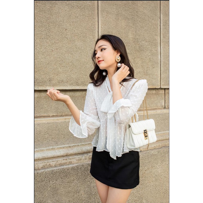 Áo nơ cổ trắng Masara