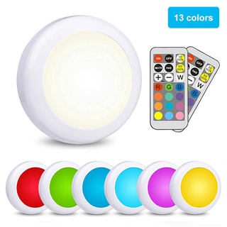 Cảm Ứng Đèn LED Tủ RGB 13 Màu Puck Ánh Sáng Có Thể Điều Chỉnh Độ Sáng Dưới Kệ Nhà Bếp Quầy Chiếu Sáng Điều Khiển Từ Xa Đèn Ngủ