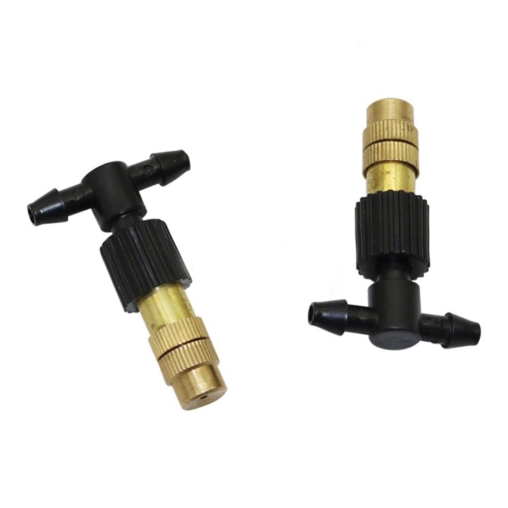 50 bộ béc phun sương 1 hướng bằng đồng kèm tê nối ống 6mm, béc phun sương làm mát, tưới lan...(tùy chọn van chống rỉ)