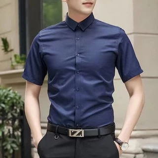 (S-5XL) áo sơ mi nam ngắn tay, quần áo phỏng vấn