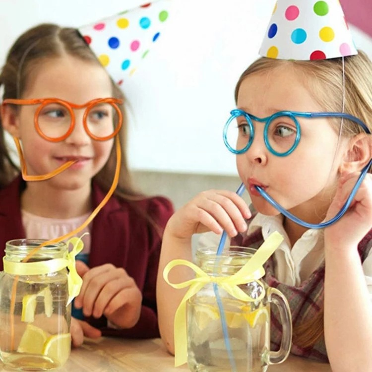 Ống hút hình mắt kính nhiều màu sắc tùy chọn có thể tái sử dụng an toàn vui nhộn dành cho bé