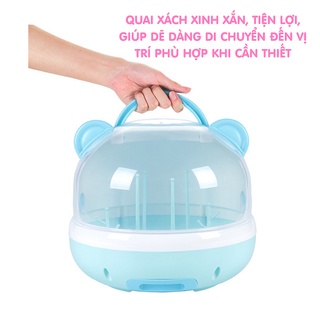 Giá/ Khay úp bình sữa có nắp đậy hình gấu dễ thương