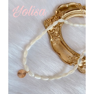 Vòng cổ chocker Pureté - hạt gạo kết hợp mặt dây chuyền tròn