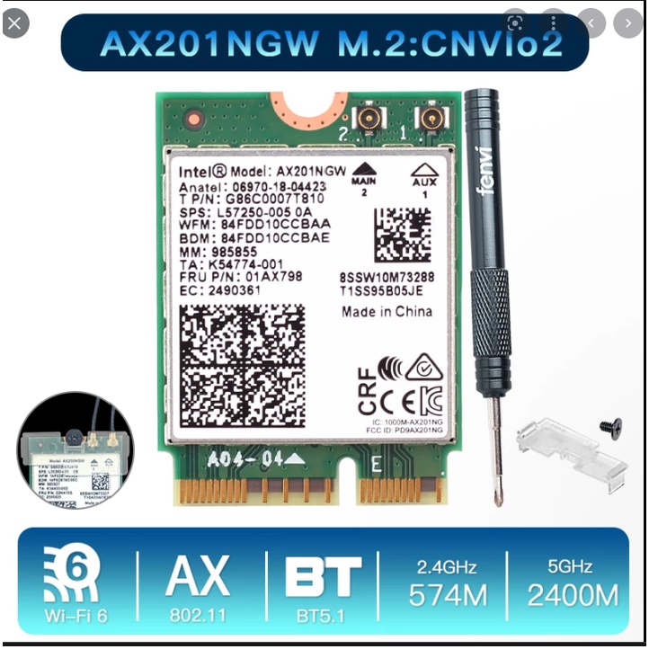 Card Intel Wifi Bluetooth Ax200ax201 Ax210 Wifi 6e Mt7921k 6eac9260intel 6235 Cũ Bóc 1201