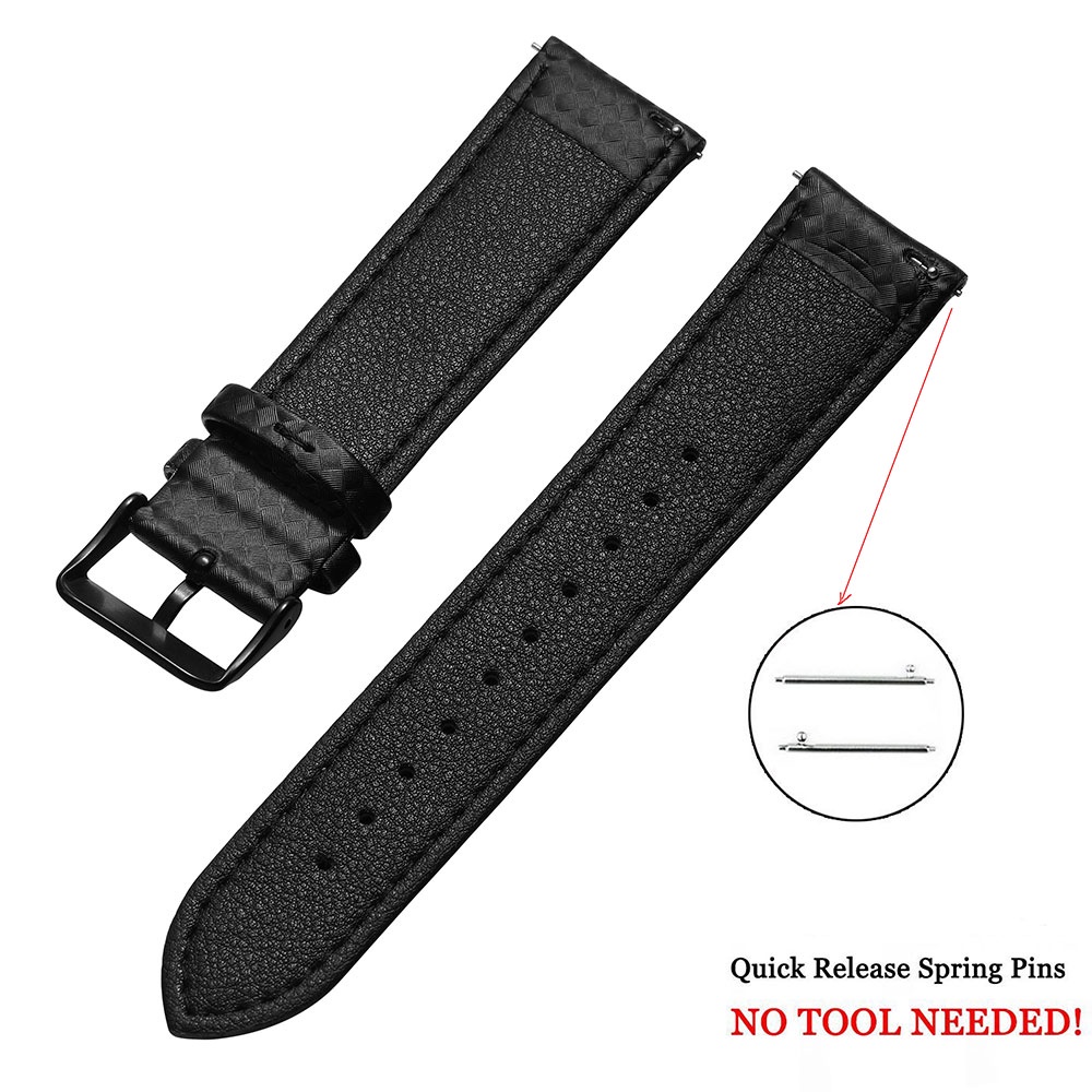 Dây Đeo Bằng Da Sợi Carbon Cho Đồng Hồ Thông Minh Samsung Gear S3 S2 Classic Galaxy Active 20mm 22mm